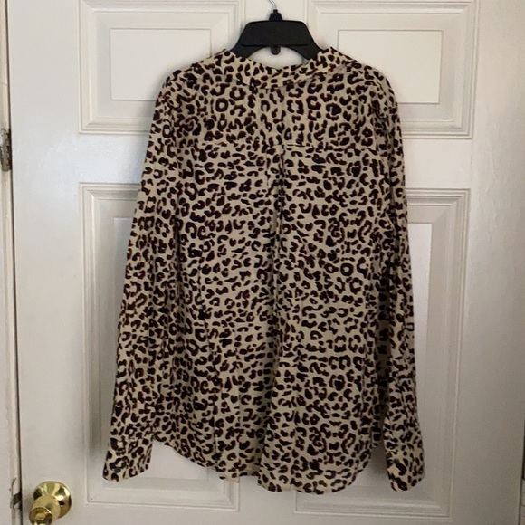 1901 Leopard Print Button Down Top | Color: Black - Picture 10 of 13